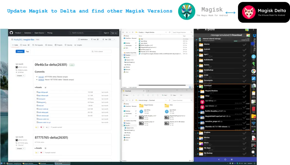 Update Magisk to Delta and find other Magisk Versions