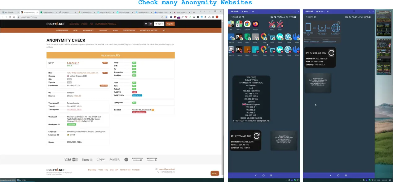 Check many Anonymity Websites