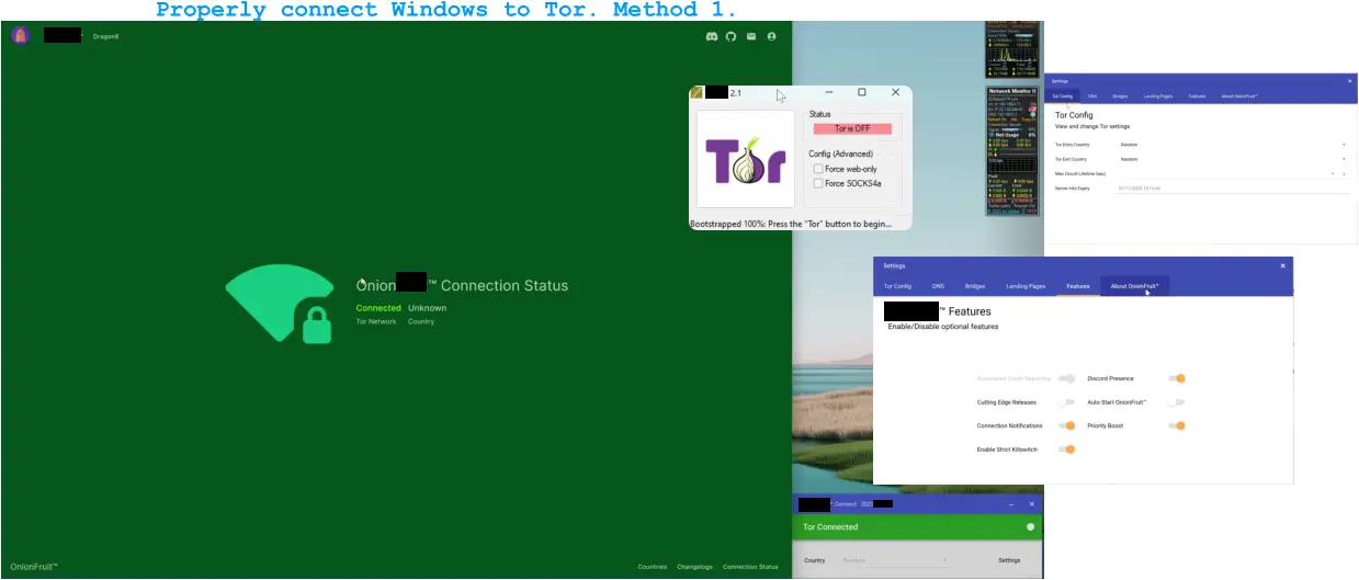 Properly connect Windows to Tor. Method 1.