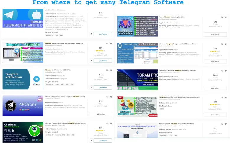 From where to get many Telegram Software