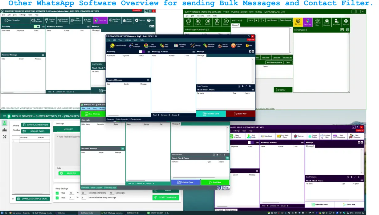 Other WhatsApp Software Overview for sending Bulk Messages and Contact Filter.