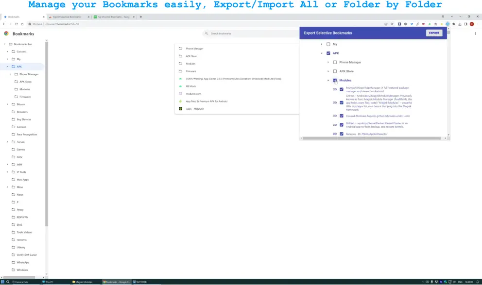 Manage your Bookmarks easily, Export/Import All or Folder by Folder